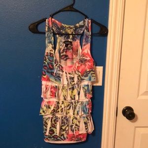 Multi Colored Ruffled Tank